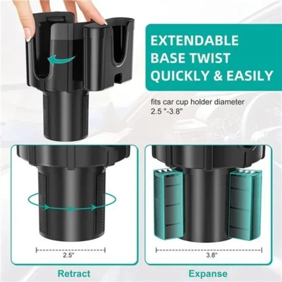 2-in-1-Car-Cup-Holder-Expander-Adapter with Phone Holder - Picture 2 of 7